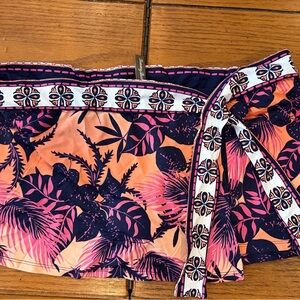 Tommy Bahama Navy and Pink Floral Swim Skirt